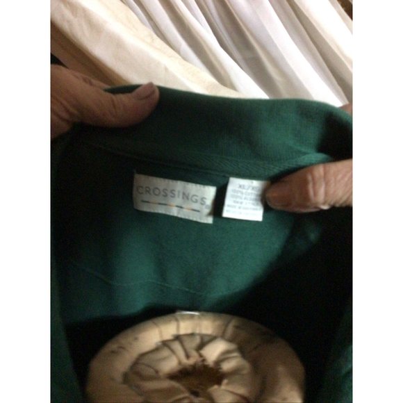 Crossings men's button up collared Hunter Green Short Sleeve Polo shirt  Sz XL - Picture 3 of 3